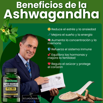 🌿Súper Magnesio + Ashwagandha (60 cápsulas)